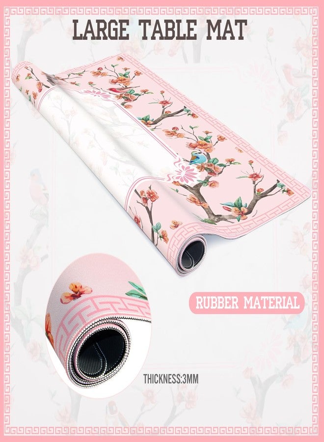 snaxuda Chinoiserie Mahjong Mat with Carrying Bag,Rubber Anti Slip and Noise Reduction Multi Purpose Game Table Cover for Card, Board Tile Games 31.5" x 31.5" Pink - Image 3